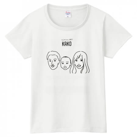 似顔絵イラストをプリントした家族のオリジナルTシャツ