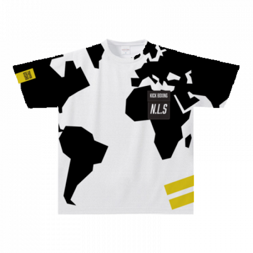 世界地図を全面にプリントしたキックボクシングのオリジナルTシャツ