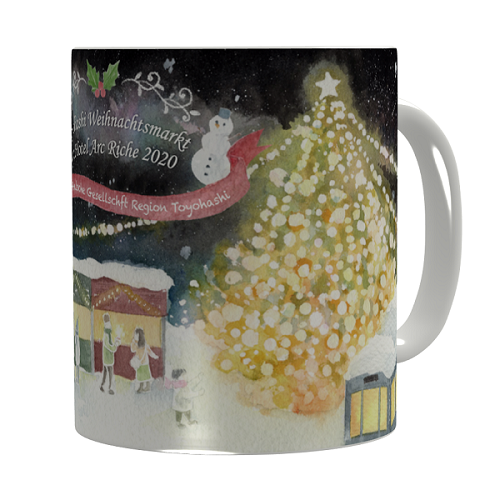クリスマスのイラストをプリントしたマグカップ