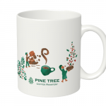 イラストをプリントしたコーヒーショップのオリジナルマグカップ