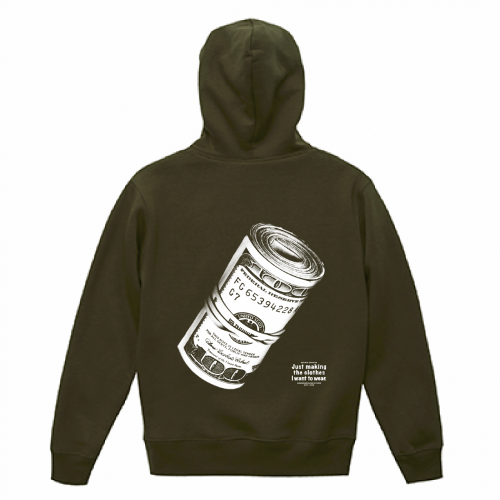 大きくイラストデザインをプリントした販売用のオリジナルパーカー