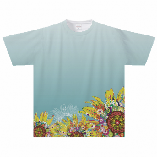 鮮やかなデザインを全面にプリントしたオリジナルTシャツ