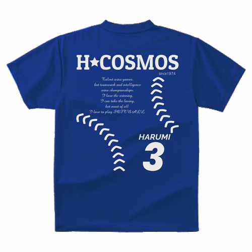 背番号と名前をデザインしたオリジナルのクラスTシャツ