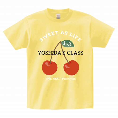 人気のさくらんぼデザインをプリントしてクラスTシャツを作成！
