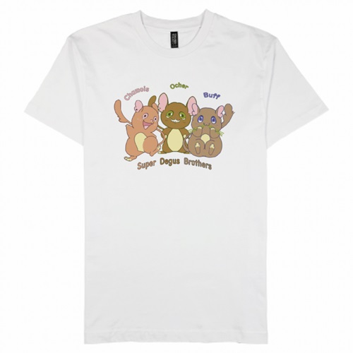 3匹のデグーのイラストをプリントしたペットTシャツ