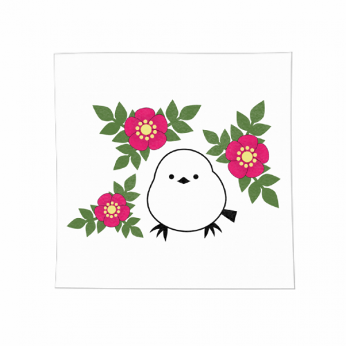 シマエナガとサザンカのイラストが可愛いオリジナルタオル