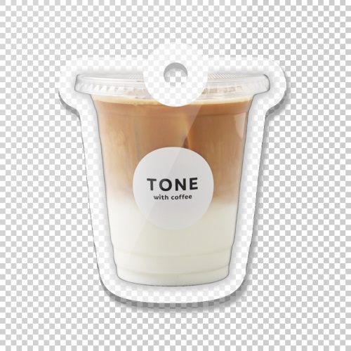 コーヒーの写真をプリントした販売用キーホルダー