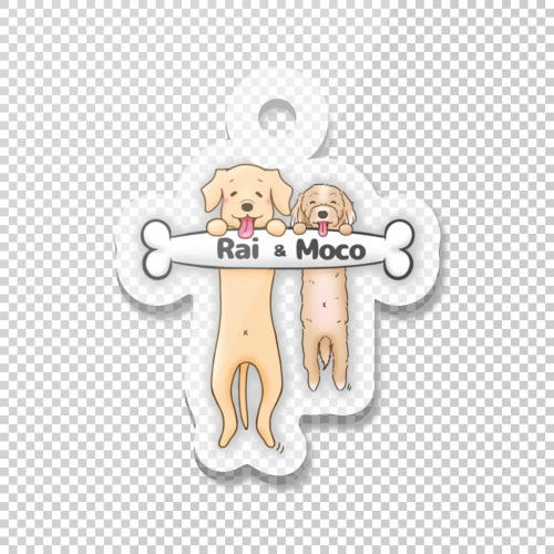 ペットのイラストと名前をプリントした愛犬キーホルダー