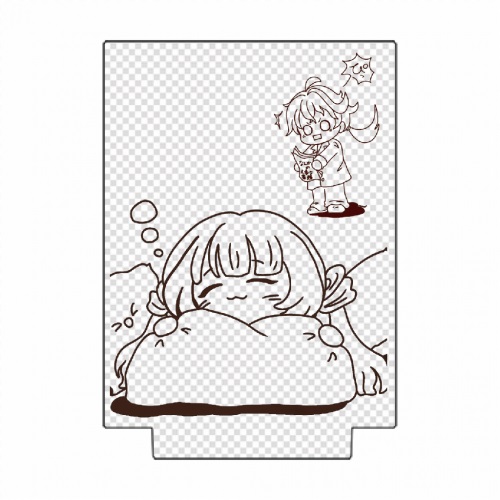 線画を1色プリントしたキャラクターライトスタンド