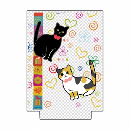 2匹の猫とカラフルでポップな背景が可愛いアクリルライト