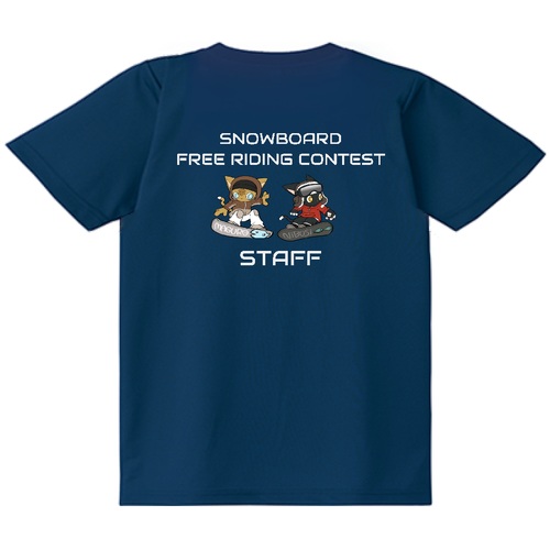 スノボをする猫ちゃんが目を引く！イラスト入りスタッフＴシャツ